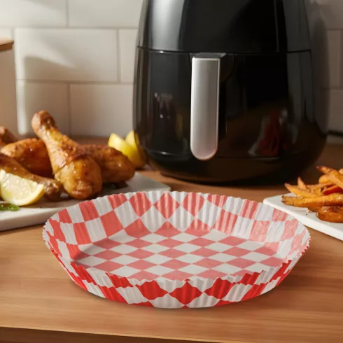 Air fryer sütőpapír - olaj nélküli sütőhöz - kockás, kör - 23 cm - 50 db / csomag                     BXBW1032B