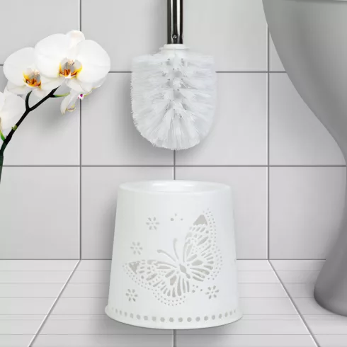 WC kefe + tartó - pillangós - 49 x 13 x 13 cm - fehér                                                 BXBW3033