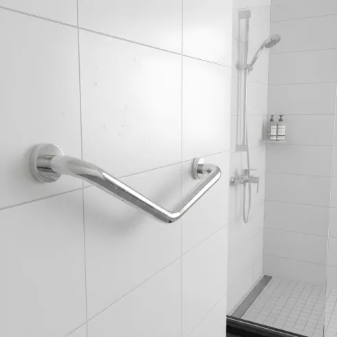 Fürdőszobai kapaszkodó - 45°-ban hajlított - rozsdamentes acél - krómozott - 25 + 25 cm               BXBW3035A