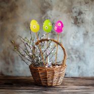   Húsvéti dekoráció - tojás szett - leszúrható - 6 féle - 4 cm                                          BXCMK-7468