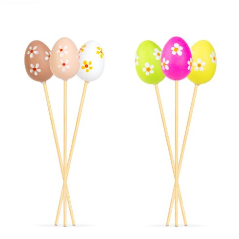 Húsvéti dekoráció - tojás szett - leszúrható - 6 féle - 4 cm                                          BXCMK-7468