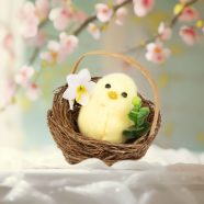   Húsvéti dekoráció - csibe fészekben - 7,5 x 7,5 cm                                                    BXCMK-7862