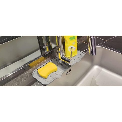 Mosogatószer és szivacs tartó - 38 x 15 cm - szürke                                                   BXDA00276