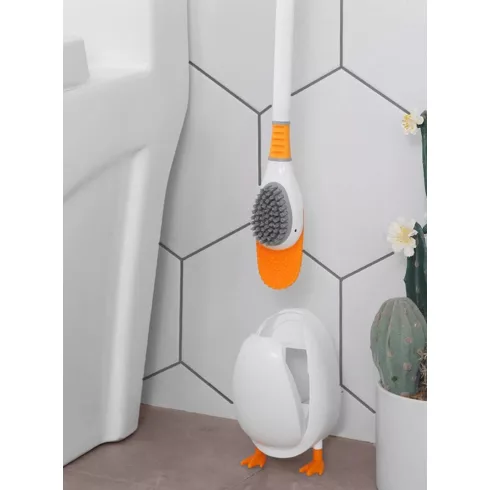 Kacsa alakú WC kefe tartóval - narancssárga / fehér                                                   BXDA01113