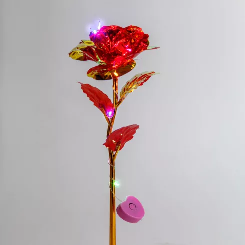 LED-es világító művirág dekoráció - rózsa - piros                                                     BXDA01198