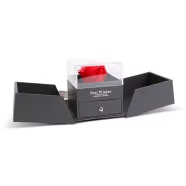   Örökrózsa nyitható díszdobozban nyaklánccal - 10,2 x 9,8 x 11 cm - fekete                             BXDA01201