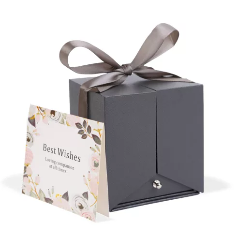 Örökrózsa nyitható díszdobozban nyaklánccal - 10,2 x 9,8 x 11 cm - fekete                             BXDA01201