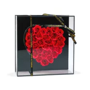   Műrózsák szívalakban díszdobozban - LED-es - 29 x 29 x 6,2 cm                                         BXDA01202