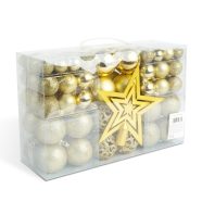   Karácsonyfadísz szett - 100 db gömb + csúcsdísz - arany                                               BXEDO-3082