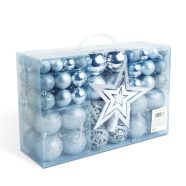   Karácsonyfadísz szett - 100 db gömb + csúcsdísz - ezüst                                               BXEDO-3083