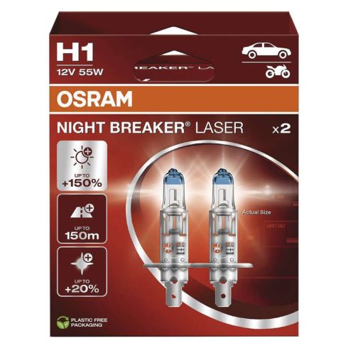 OSRAM H1 izzó 12V 55W, Night Breaker Laser, 2db/bliszter                                              C2608.1