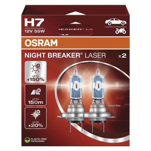OSRAM H7 izzó 12V 55W, Night Breaker Laser, 2db/bliszter                                              C3605.4