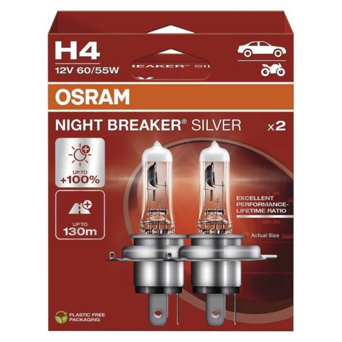 OSRAM H4 izzó 12V 60W/55W, Night Breaker Silver, 2db/bliszter                                         C3607.8