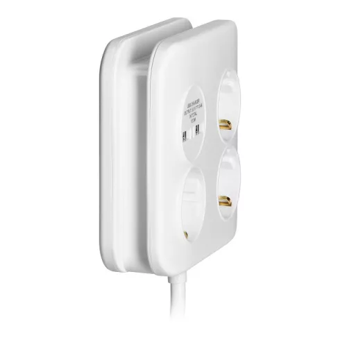 Asztali elosztó 3-as +2USB-A, 2,4A,5V, 3x1,5.mm2 kábellel, 1,4m, 16A, 230V, 3680W                     CA321087