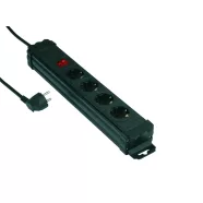   Szerelhető asztali elosztó kapcsolóval 4-es gyermekvédelemmel , 10/16A, 250V, 3x1,0mm2, 2m, fekete    CA321142