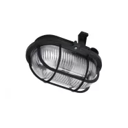   Műanyagrácsos ovális hajólámpa, E27, max 60W, IP44, 230V~, fekete                                     CA321183