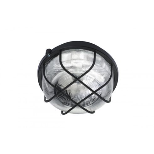 Rácsos műanyag kerek lámpatest, E27, max. 100W, Ip44, fekete                                          CA321188