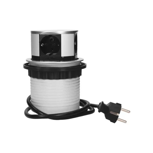 Bútorba építhető rejtett 4-es elosztó, 4 x 250V AC/16A, 3680W, IP20, 1,5 m kábellel: H05VV-F 3x1,5mm  CA321245
