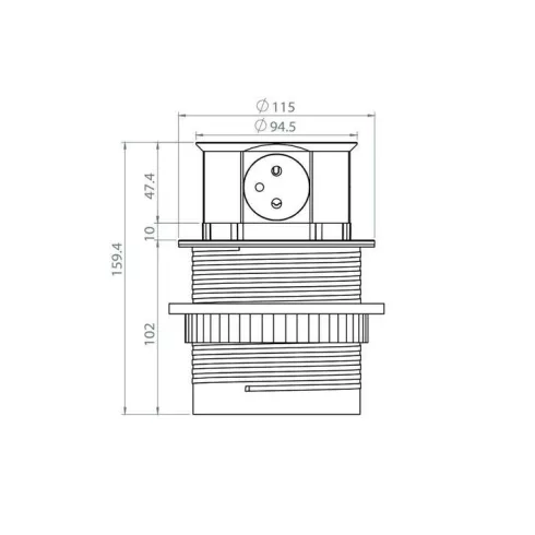 Bútorba építhető rejtett 4-es elosztó, 4 x 250V AC/16A, 3680W, IP20, 1,5 m kábellel: H05VV-F 3x1,5mm  CA321245