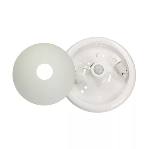 Mennyezeti lámpa mozgásérzékelővel 360°, porcelán foglalat: 2xE27, maximum 2x40W, 230V~, 50Hz, üveg   CA321390