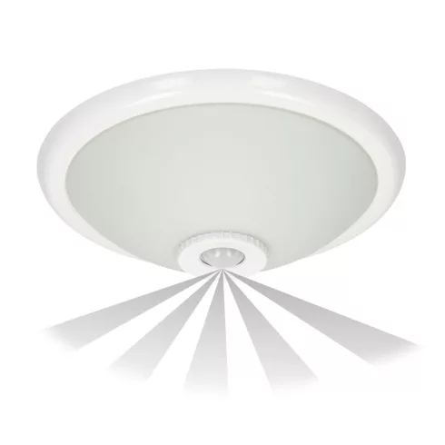 Mennyezeti lámpa mozgásérzékelővel 360°, porcelán foglalat: 2xE27, maximum 2x40W, 230V~, 50Hz, üveg   CA321390