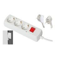   Asztali elosztó, 3-as, lapos dugóval, kapcsolóval, gyermekvédelemmel, 1,4m, fehér                     CA321424