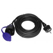   Kültéri hosszabbító csapfedeles, 30m, gumi, H07RN-F, 3x1,5mm2, IP44, 16A, 250V, 3500W, fekete         CA321593