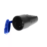  Földelt gumi dugalj fedéllel, 16A , 250V, IP44, fekete                                                CA321603