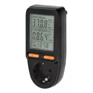   Energia fogyasztásmérő nagy LCD kijelzővel, 16A, 230V, 3680W, beépített 40mAh akkumulátor, IP20, fek  CA321649