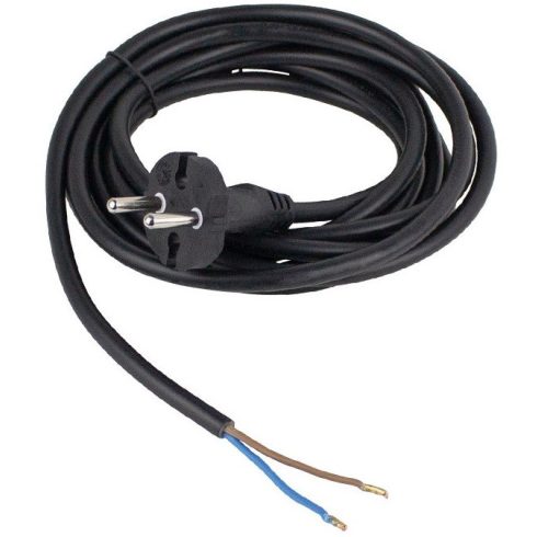 Gumi flexo kábel, 3m, 2x1.0mm2, 10A, 2200W, 250V, fekete, dugvillával                                 CA321656