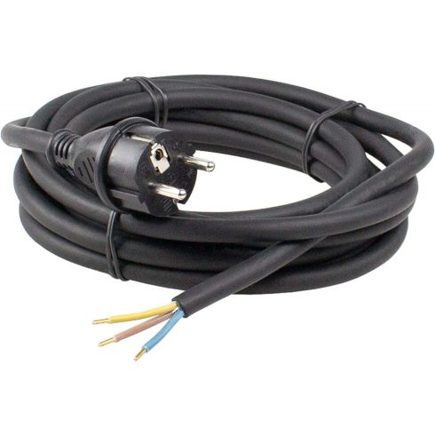 Gumi flexo kábel, 3m, 3x1.0mm2, 10A, 2200W, 250V, fekete, dugvillával                                 CA321659