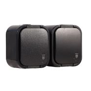   Hydra+ kültéri 2-es földelt dugaszolóaljzat csapófedéllel , IP54, fekete, falon kívüli                CA321666