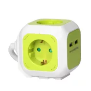   Cube asztali elosztó, 4 x aljzat, 2 x USB, 1,4m 3x1,5mm2 vezeték, 3500 W, 16A, 250 V, citromsárga     CA321679