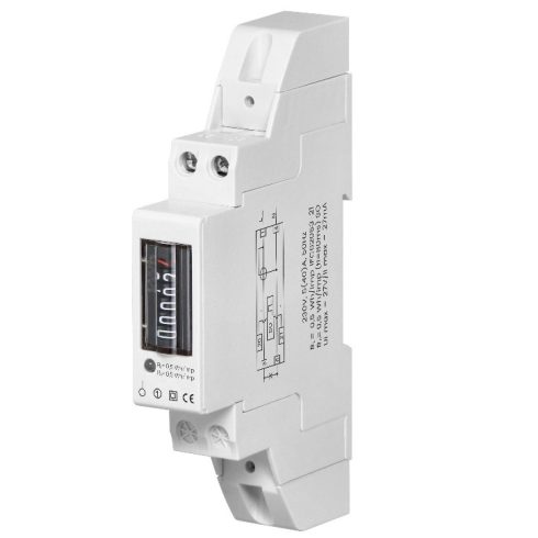 Elektromechanikus almérő DIN sínre, 1 fázisú, 5-40A, 1 modul, B pontossági osztály, IP51              CA321688