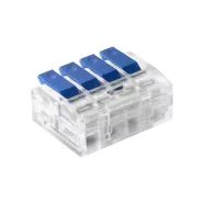   Vezetékösszekötő, oldható, 4 pólusú,  0,75-4mm2, tömör/sodrott vezetékekhez, átlátszó/kék (4 db)      CA321715