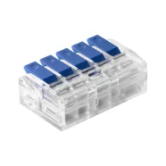   Vezetékösszekötő, oldható, 5 pólusú,  0,75-4mm2, tömör/sodrott vezetékekhez, átlátszó/kék (4 db)      CA321716