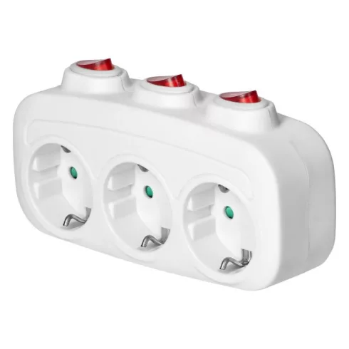 3-as elosztó adapter, földelt, 3 különálló kapcsolóval, 3680 W, IP20                                  CA321776