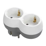   Elosztó adapter 2 földelt dugalj, 16A, 230V, IP20, fehér/szürke                                       CA321784
