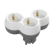  Elosztó adapter 3 földelt dugalj, 16A, 230V, IP20, fehér/szürke                                       CA321785