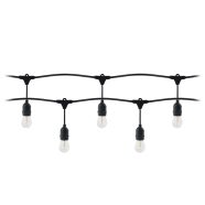   Kültéri E27 füzér, 10 méter, 10+1 LED fényforrás (1W, 80lm, 3000K), sorolható, IP44, fekete           CA321798