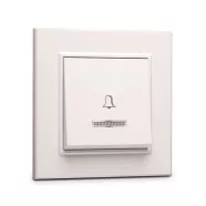   Karea nyomókapcsoló, csengőjellel és fényjelzővel, 10A, 12V, IP20, fehér                              CA56001185