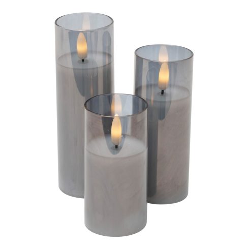 LED-es gyertya szett, üvegben, átm5x10/12,5/15 cm, HSO                                                CDS3
