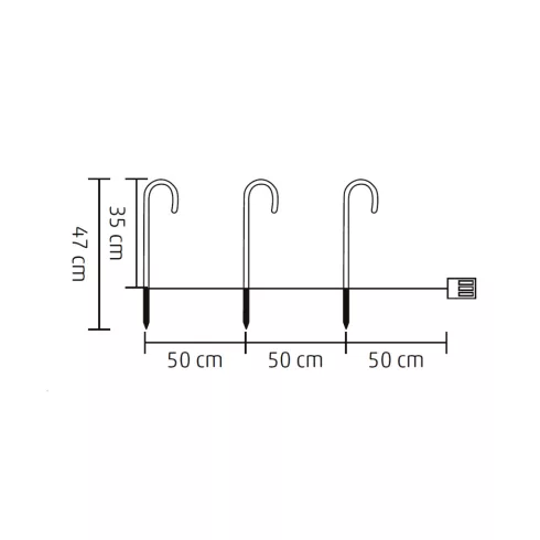 Világító cukorbot (3 db-os szett), elemes, kül- és beltéri kivitel, IP44, HSO                         CDY3LED