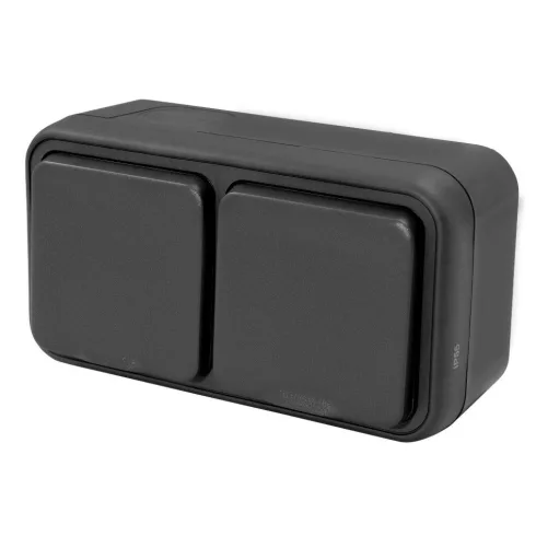 DERBUS dupla dugaszolóaljzat fedéllel, IP55, antracit                                                 CM043-112