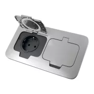   SKYLINE hermetikus dupla padló aljzat, beépített doboz, 16A 250V, szálcsiszolt alumínium fedél, IP54  CM043-802