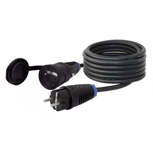 Hosszabbító kábel, 5m, SCHUKO dugóval és aljzattal, 16A/3500W, IP54, fekete                           CM220-311