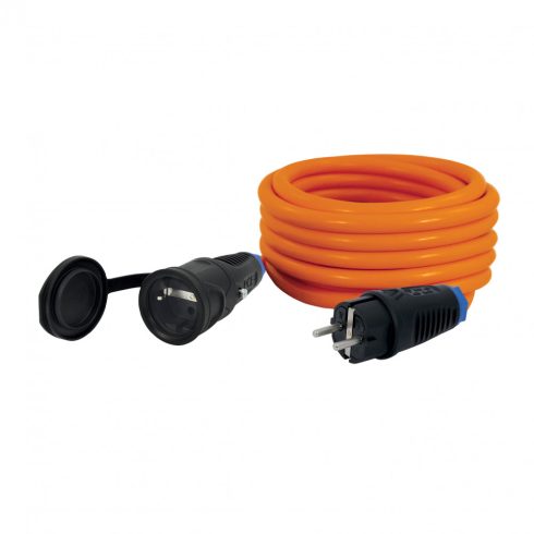 Hosszabbító kábel, 5m, SCHUKO dugóval és aljzattal, 16A/3500W, IP44, narancs                          CM220-331