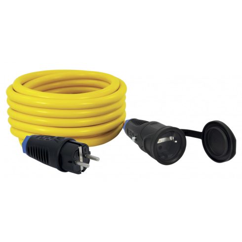 Hosszabbító kábel, 5m, SCHUKO dugóval és aljzattal, 16A/3500W, IP44, sárga                            CM220-701