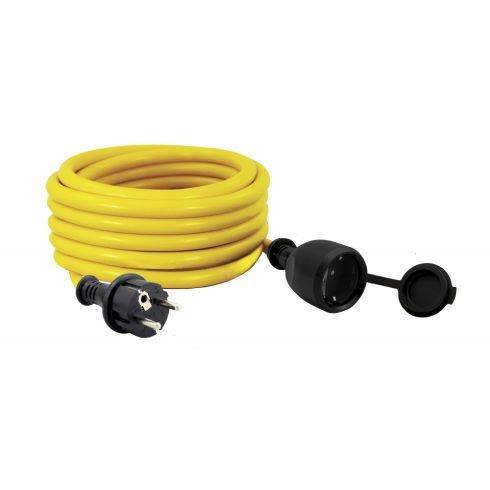 Hosszabbító kábel, 5m, SCHUKO dugóval és aljzattal, 16A/3500W, IP54, sárga                            CM220-761
