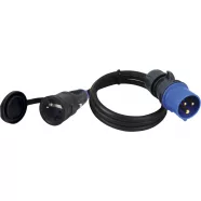   CEE-SCHUKO adapter, 1,5m kábellel, 16A/3500W, 3P, IP44, fekete                                        CM221-212